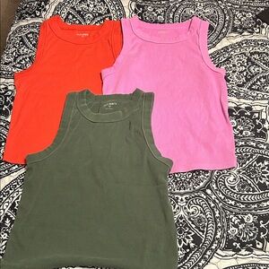 Old Navy Crop Tank Bundle - Red, Pink, Green